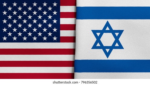 Flag Of USA And Israel
