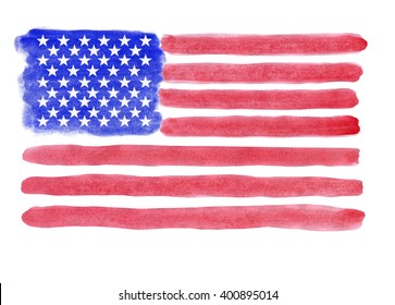 Flag of USA painted watercolor