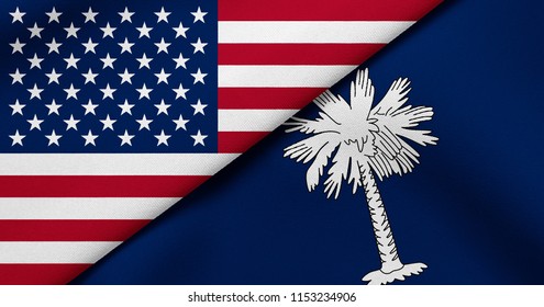 Flag of USA and South Carolina state (USA)
