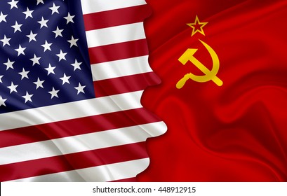 Flag Of USA And Flag Of USSR