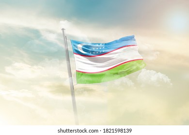 flag of Uzbekistan - 3D render - Powered by Shutterstock