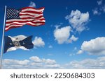 flag of Vice Commandant of the United States Coast Guard, USCG waving in the wind. USA National defence. Copy space. 3d illustration.
