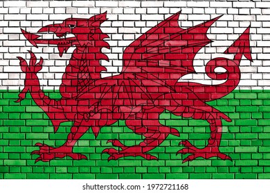 Flag Of Wales Painted On Brick Wall