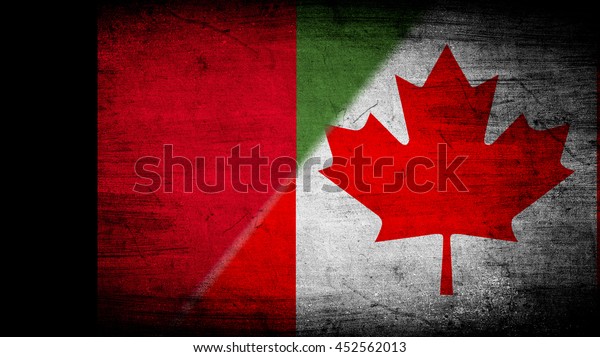 Flags of
Afghanistan and Canada divided
diagonally