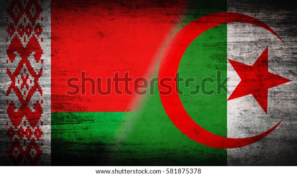 Flags of\
Algeria and Belarus divided\
diagonally
