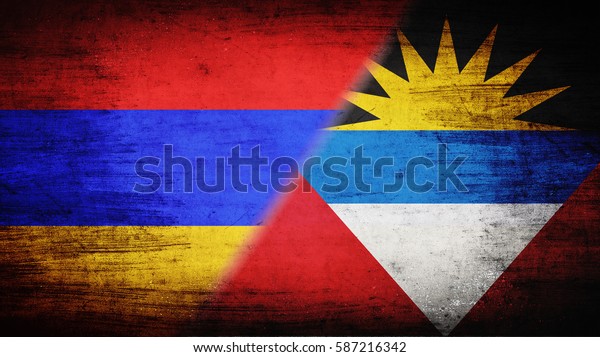 Flags of\
Argentina and Antigua divided\
diagonally