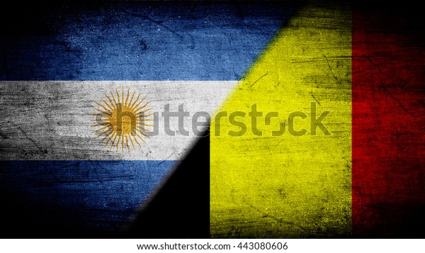 Flags of\
Argentina and Belgium divided\
diagonally