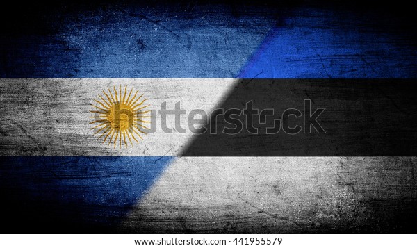 Flags of\
Argentina and Estonia divided\
diagonally
