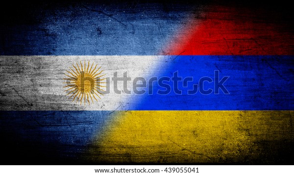 Flags of\
Armenia and Argentina divided\
diagonally