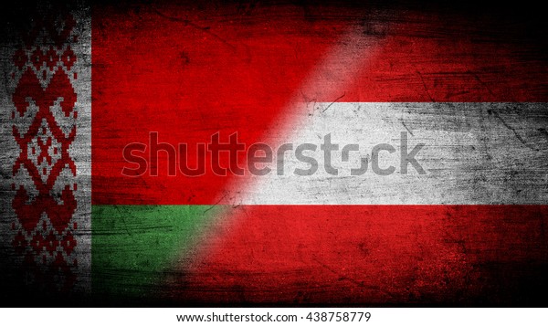 Flags of\
Austria and Belarus divided\
diagonally