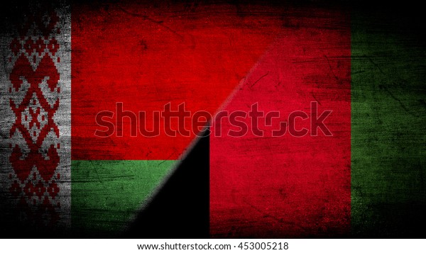 Flags of\
Belarus and Afghanistan divided\
diagonally
