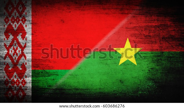 Flags of\
Belarus and Burkina Faso divided\
diagonally