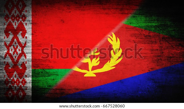 Flags of
Belarus and Eritrea divided
diagonally
