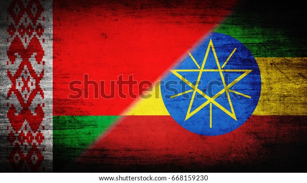 Flags of\
Belarus and Ethiopia divided\
diagonally