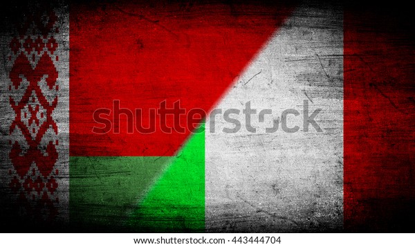 Flags of Belarus\
and Italy divided\
diagonally