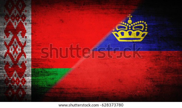 Flags of\
Belarus and Liechtenstein divided\
diagonally