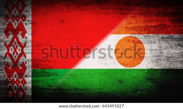 Flags of Belarus\
and Niger divided\
diagonally