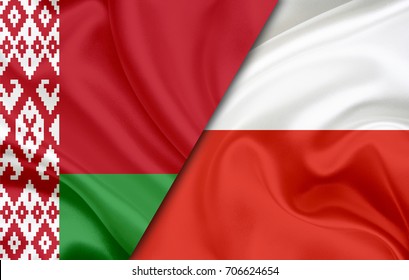 Flags Of Belarus And Poland (3d-illustraition)