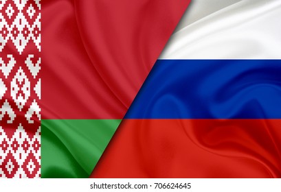 Flags Of Belarus And Russia (3d-illustraition)