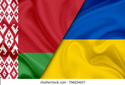 Flags Of Belarus And Ukraine (3d-illustraition)