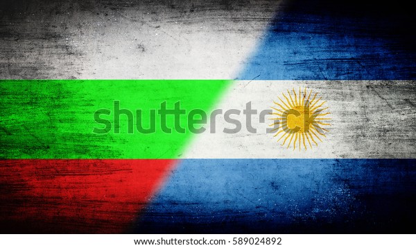 Flags of\
Bulgaria and Argentina divided\
diagonally
