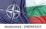 Flags of Bulgaria and NATO placed next to each other symbolizing their alliance. 3D Rendering