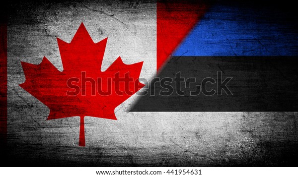 Flags of Canada
and Estonia divided
diagonally