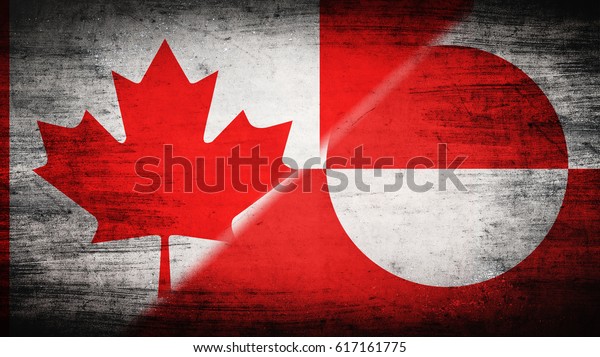 Flags of
Canada and Greenland divided
diagonally
