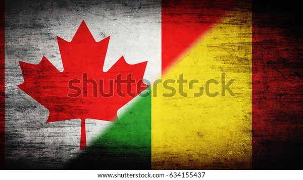 Flags of Canada and
Mali divided
diagonally