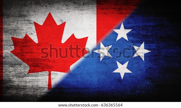 Flags of\
Canada and Micronesia divided\
diagonally