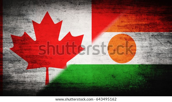 Flags of Canada\
and Niger divided\
diagonally