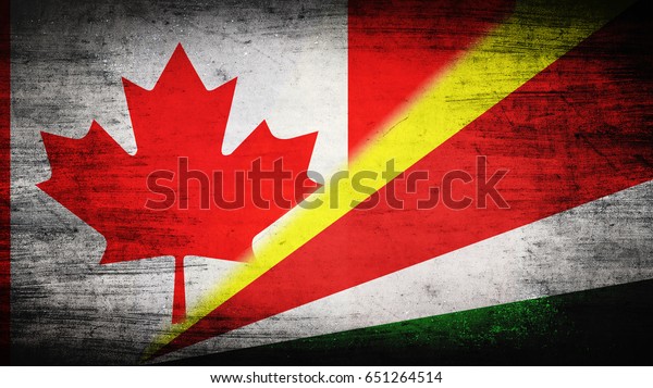 Flags of\
Canada and Seychelles divided\
diagonally