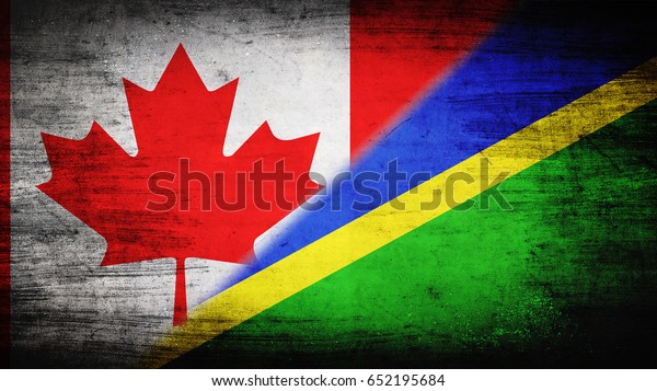 Flags of\
Canada and Solomon Islands divided\
diagonally
