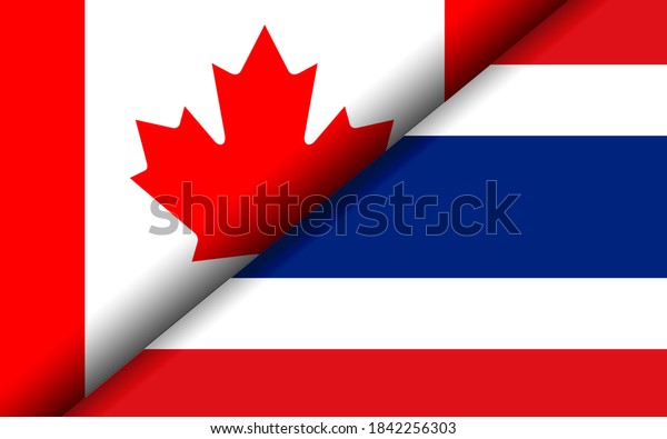 Flags of\
the Canada and Thailand divided\
diagonally