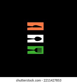 Flags Color India With Food Spoon Fork Knife Logo Design.hd Png