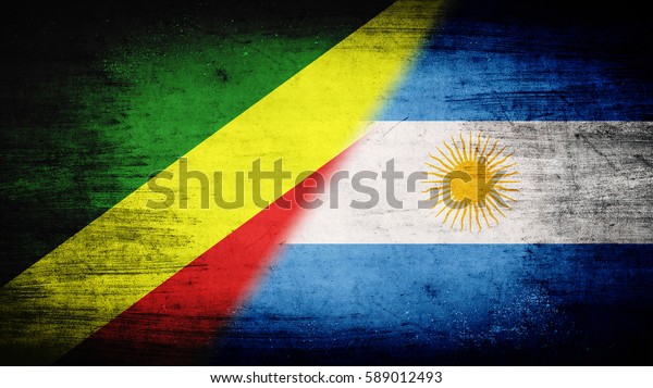 Flags of Congo\
and Argentina divided\
diagonally