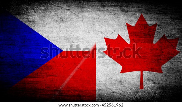 Flags of\
Czech Republic and Canada divided\
diagonally