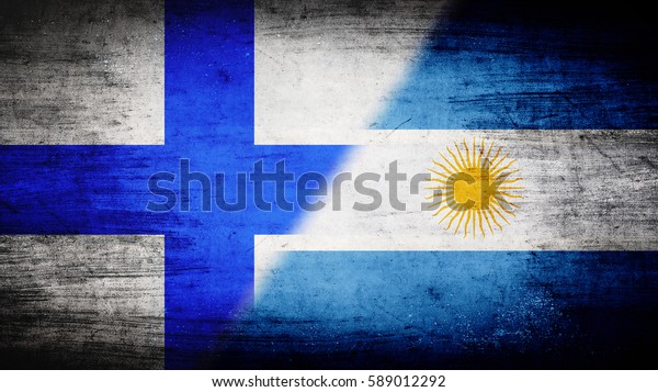 Flags of\
Finland and Argentina divided\
diagonally
