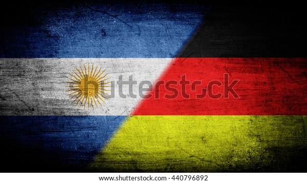 Flags of\
Germany and Argentina divided\
diagonally