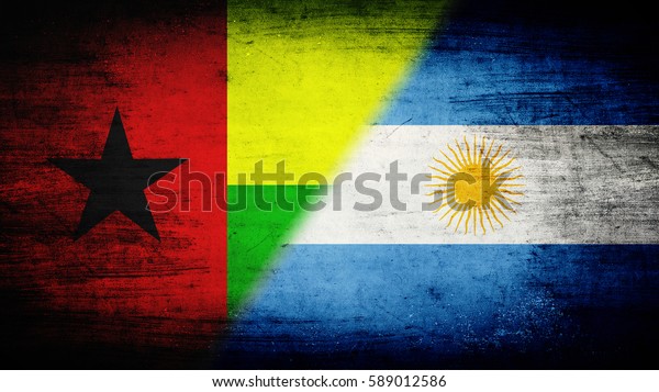 Flags\
of Guinea Bissau and Argentina divided\
diagonally