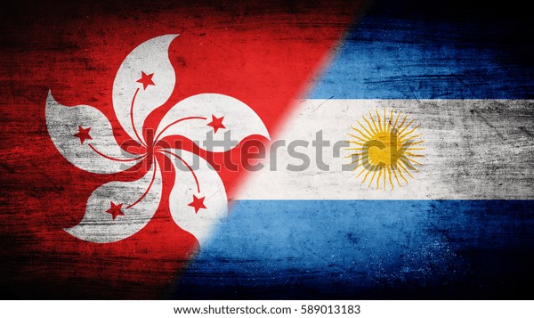 Flags of\
Hong Kong and Argentina divided\
diagonally