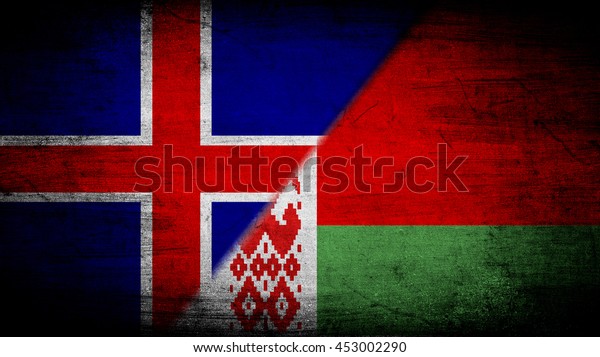 Flags of\
Iceland and Belarus divided\
diagonally