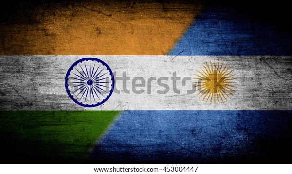 Flags of India\
and Argentina divided\
diagonally