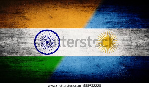 Flags of India\
and Argentina divided\
diagonally