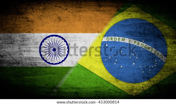 Flags of India and\
Brazil divided\
diagonally