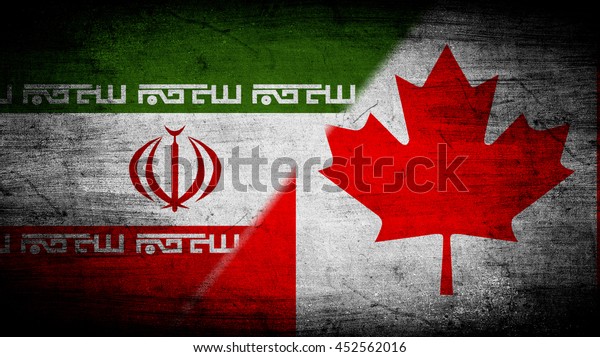 Flags of Iran and\
Canada divided\
diagonally
