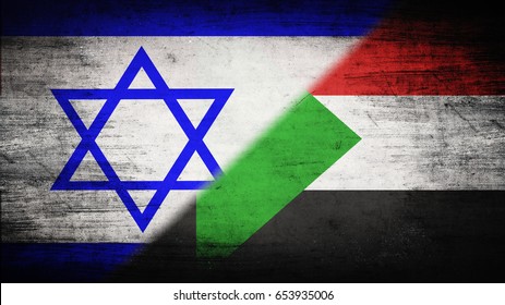 Flags Of Israel And Sudan Divided Diagonally