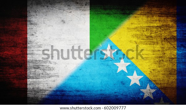 Flags of Ivory Coast and Bosnia and\
Herzegovina divided\
diagonally