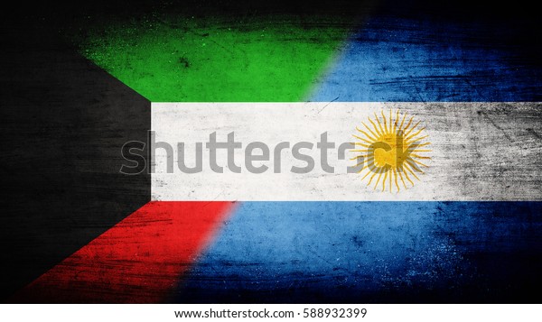 Flags of\
Kuwait and Argentina divided\
diagonally