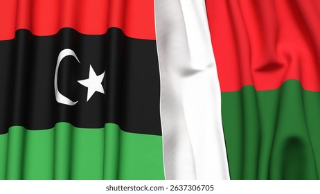 Flags of LIBYA and MADAGASCAR